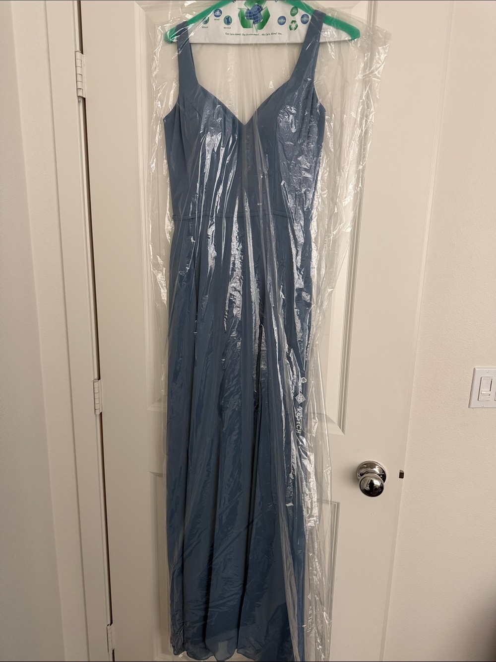 Sleeveless Slate Blue Maxi Dress with V-Neck